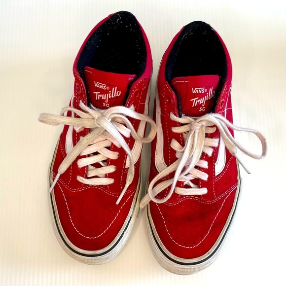 Vans Other - Vans Pro Trujillo SG Sneakers Mens Size 6.5 Red Skater Skateboard Shoes Suede